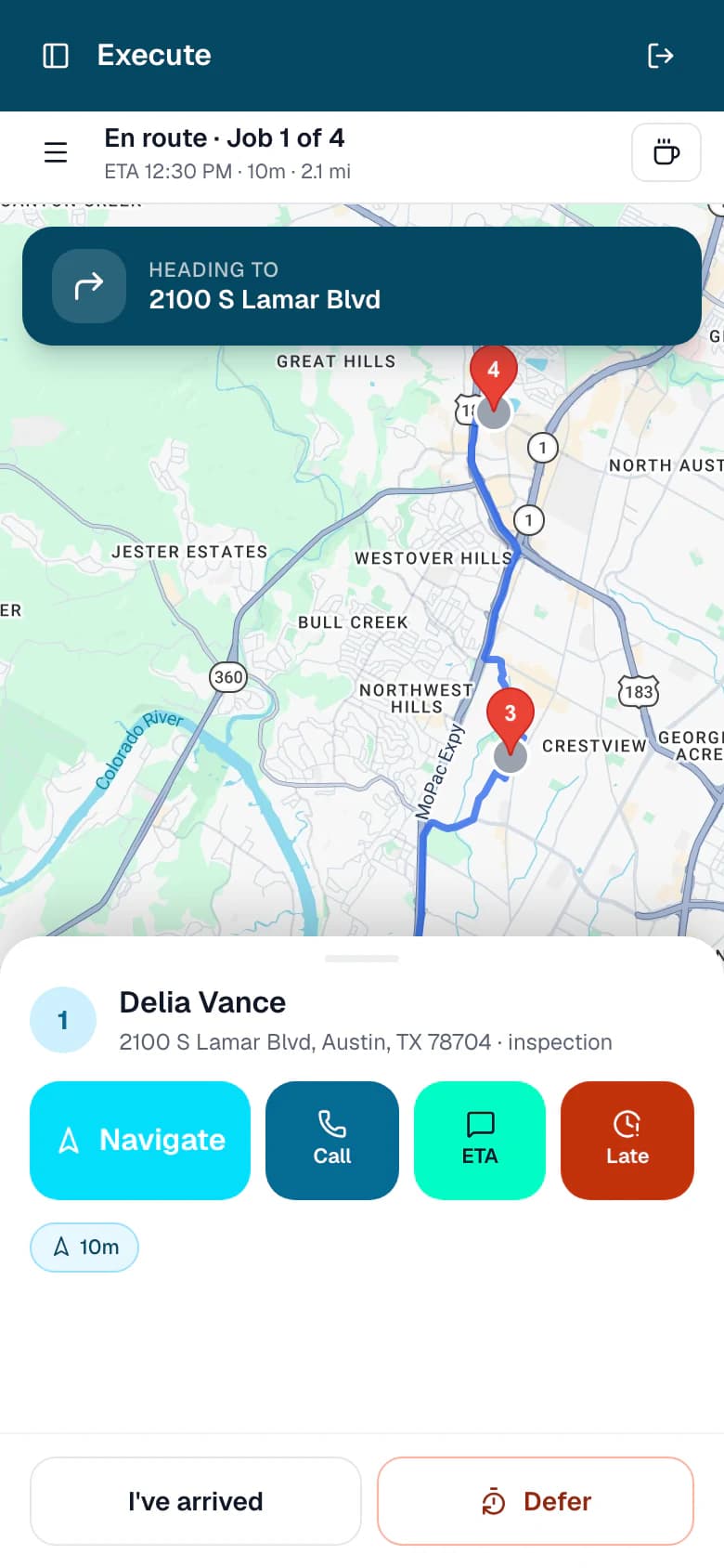 Map with the optimized route
